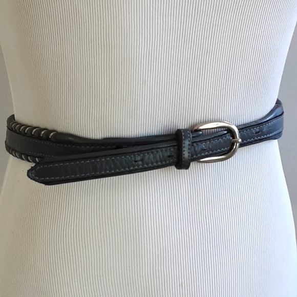 GENUINE LEATHER WESTERN BELT GRAY & SILVER SZ M - Picture 2 of 5